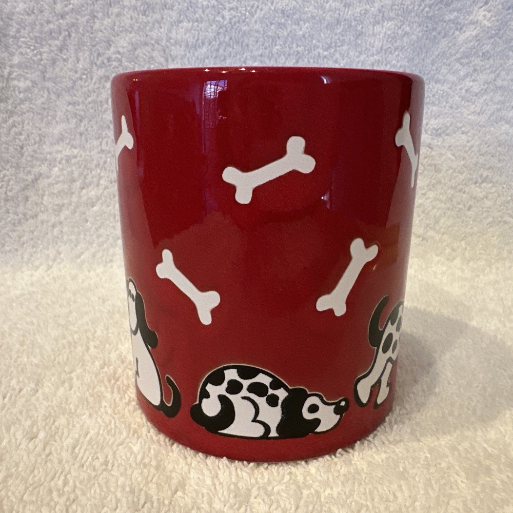 Waechtersbach Germany Ceramic Coffee Mug w/ White & Black Dogs Bone 3.75 X 3.25" - Picture 2 of 8